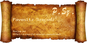 Pavesitz Szecső névjegykártya